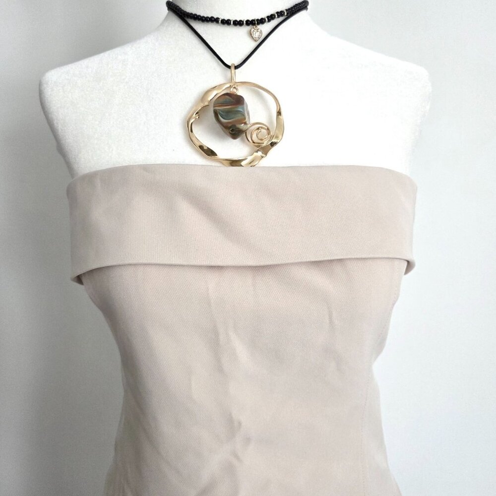 Forever 21 V‎ Hem Strapless Tube Top Large NWT Beige Champagne Y2K Old Money - Picture 5 of 13